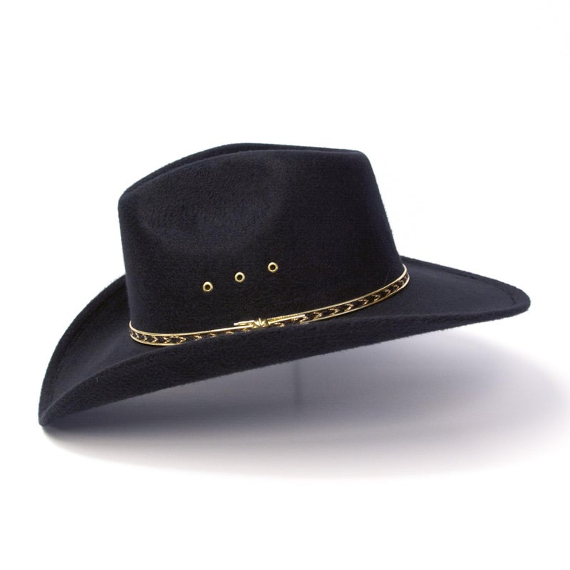 Western Express Kids Felt Finish Pinch Front Cowboy Hat - Cowgirl, Toddler, Baby & Kids Cowboy Hat with Gold Band (US, Alpha, One Size, Black) - Image 5